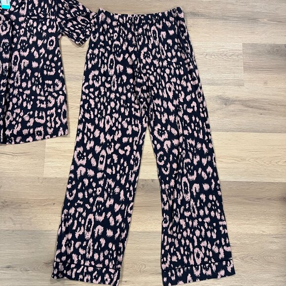 NWT Cosabella Stitch Fix PJ Pajama Lounge Set Black Pink Leopard Cheetah Large - Picture 8 of 12